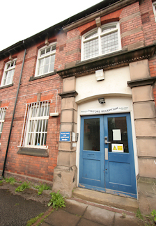 Photograph of Friars Walk Street Drill Hall to left of entrance